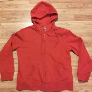 Hoodie Laura Scott Red Zip Front Two Pockets Size M/P Medium Petite